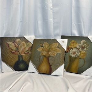 Hexagonal Floral Art & Decals in Green and Yellow